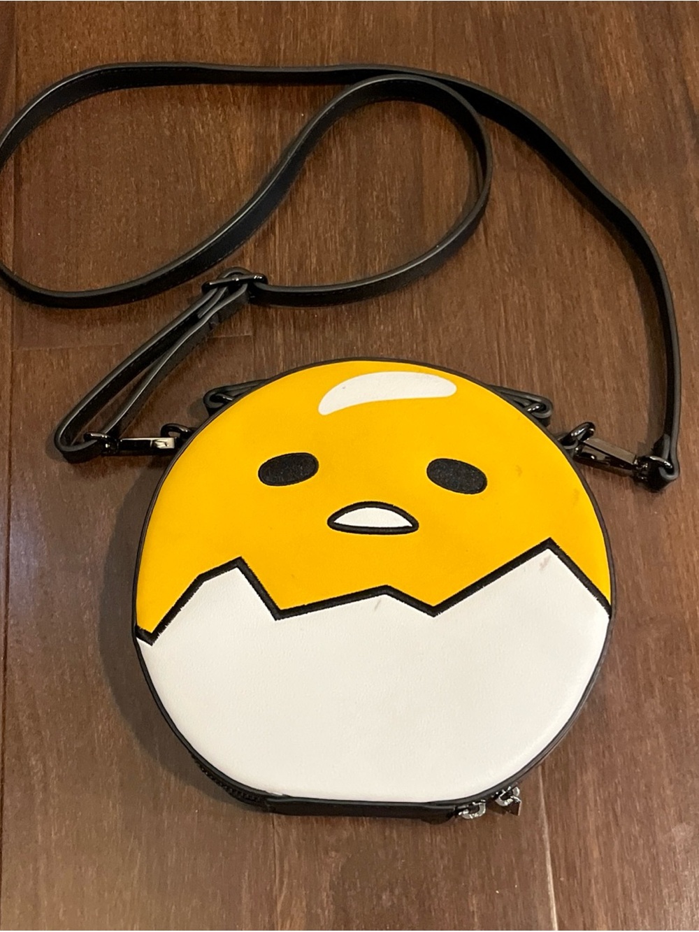 Loungefly Sanrio Gudetama The Lazy Egg Round Crossbody Bag Yellow Faux Leather